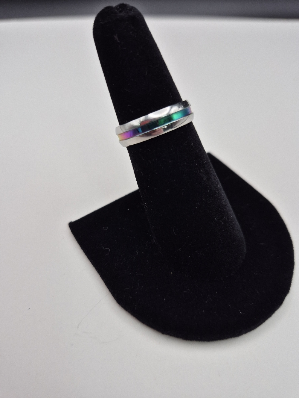 Sterling Silver Rainbow Inlay Band Ring - Multicolor - Picture 2 of 4